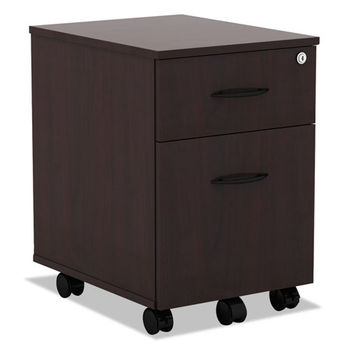 Image of Alera® Alera Valencia Series Mobile Pedestal, Left Or Right, 2-Drawers: Box/file, Legal/letter, Mahogany, 15.88" X 19.13" X 22.88"
