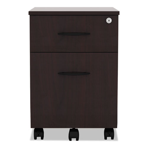 Image of Alera® Alera Valencia Series Mobile Pedestal, Left Or Right, 2-Drawers: Box/file, Legal/letter, Mahogany, 15.88" X 19.13" X 22.88"