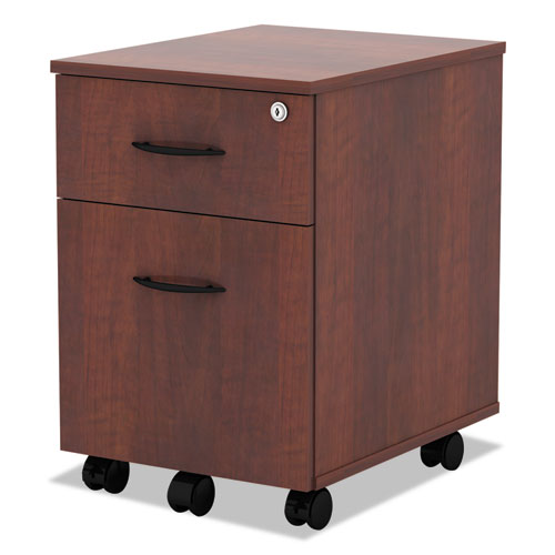 Image of Alera® Alera Valencia Series Mobile Pedestal, Left/right, 2-Drawers: Box/file, Legal/letter, Medium Cherry, 15.88" X 19.13" X 22.88"