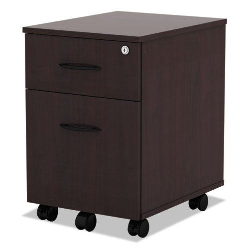 Image of Alera® Alera Valencia Series Mobile Pedestal, Left Or Right, 2-Drawers: Box/file, Legal/letter, Mahogany, 15.88" X 19.13" X 22.88"