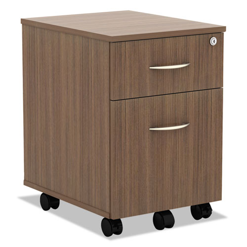 Image of Alera® Alera Valencia Series Mobile Pedestal, Left/right, 2-Drawers: Box/file, Legal/letter, Modern Walnut, 15.88" X 19.13" X 22.88"