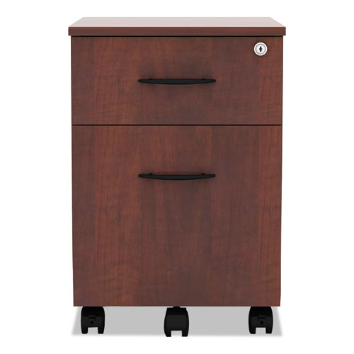 Image of Alera® Alera Valencia Series Mobile Pedestal, Left/right, 2-Drawers: Box/file, Legal/letter, Medium Cherry, 15.88" X 19.13" X 22.88"
