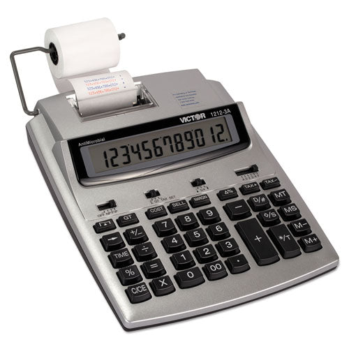 Image of Victor® 1212-3A Antimicrobial Printing Calculator, Black/Red Print, 2.7 Lines/Sec