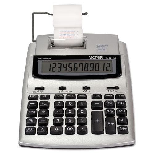 Image of Victor® 1212-3A Antimicrobial Printing Calculator, Black/Red Print, 2.7 Lines/Sec