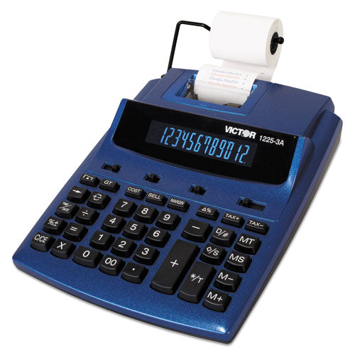 Image of Victor® 1225-3a Antimicrobial Two-Color Printing Calculator, Blue/red Print, 3 Lines/sec