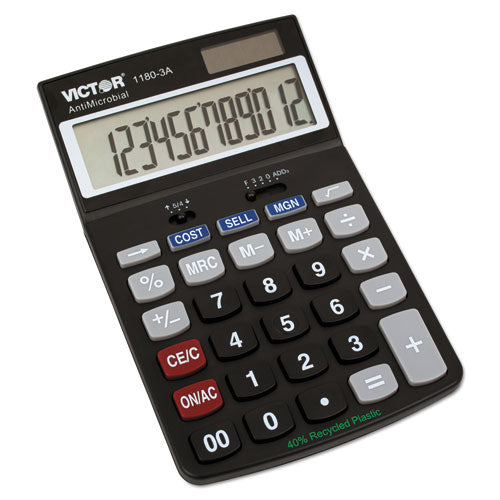 Image of Victor® 1180-3a Antimicrobial Desktop Calculator, 12-Digit Lcd