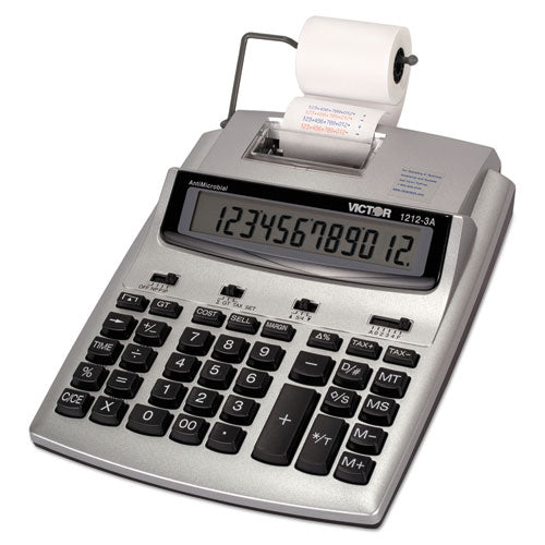 Image of Victor® 1212-3A Antimicrobial Printing Calculator, Black/Red Print, 2.7 Lines/Sec