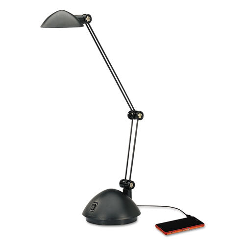 Image of Alera® Twin-Arm Task LED Lamp with USB Port, 11.88w x 5.13d x 18.5h, Black