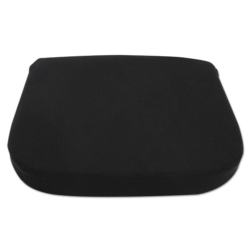 Image of Alera® Cooling Gel Memory Foam Seat Cushion, Fabric Cover with Non-Slip Under-Cushion Surface, 16.5 x 15.75 x 2.75, Black