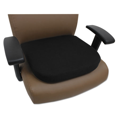Image of Alera® Cooling Gel Memory Foam Seat Cushion, Fabric Cover with Non-Slip Under-Cushion Surface, 16.5 x 15.75 x 2.75, Black