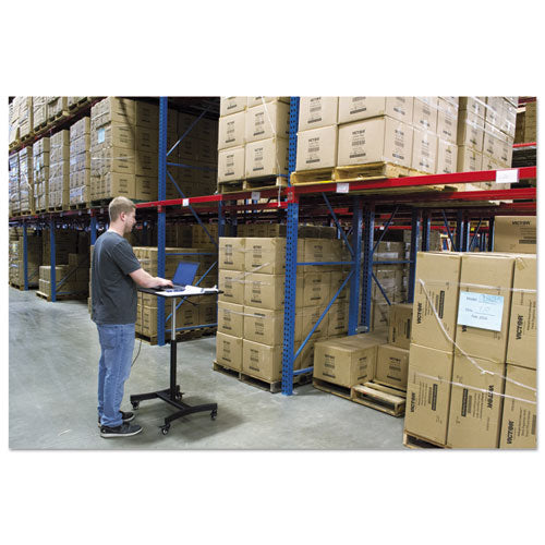 Image of Victor® Dc500 High Rise Collection Mobile Adjustable Standing Desk, 30.75" X 22" X 29" To 44", Black