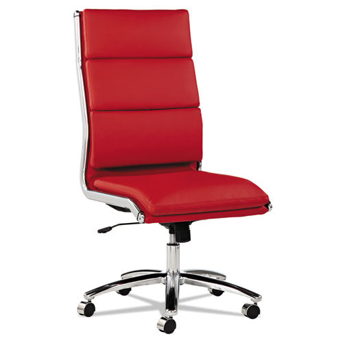 Image of Alera® Alera Neratoli High-Back Slim Profile Chair, Faux Leather, Up To 275 Lb, 17.32" To 21.25" Seat Height, Red Seat/back, Chrome