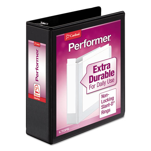 Image of Cardinal® Performer Clearvue Slant-D Ring Binder, 3 Rings, 3" Capacity, 11 X 8.5, Black