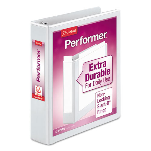 Image of Cardinal® Performer Clearvue Slant-D Ring Binder, 3 Rings, 1.5" Capacity, 11 X 8.5, White