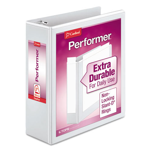 Image of Cardinal® Performer Clearvue Slant-D Ring Binder, 3 Rings, 3" Capacity, 11 X 8.5, White