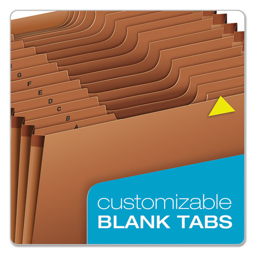 Image of Pendaflex® Heavy-Duty Expanding File with Reinforced Flap, 21 Sections, Elastic Cord Closure, 1/3-Cut Tabs, Letter Size, Redrope