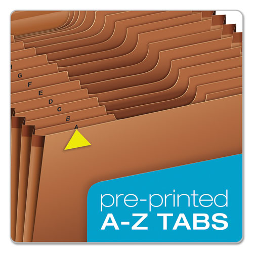 Image of Pendaflex® Heavy-Duty Expanding File with Reinforced Flap, 21 Sections, Elastic Cord Closure, 1/3-Cut Tabs, Legal Size, Redrope