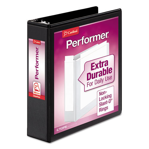 Image of Cardinal® Performer Clearvue Slant-D Ring Binder, 3 Rings, 2" Capacity, 11 X 8.5, Black