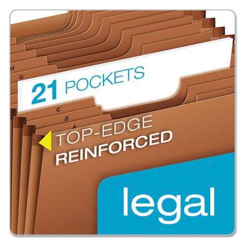 Image of Pendaflex® Heavy-Duty Open-Top Expanding Stadium File, 21 Sections, 1/3-Cut Tabs, Legal Size, Redrope