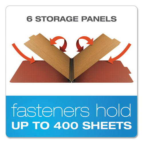 Image of Pendaflex® Six-Section Pressboard Classification Folders, 2" Expansion, 2 Dividers, 6 Fasteners, Legal Size, Red Exterior, 10/Box