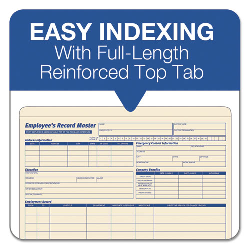 Image of TOPS Employee Record Master File Jacket, Straight Tab, Letter Size, Manila, 20/pack