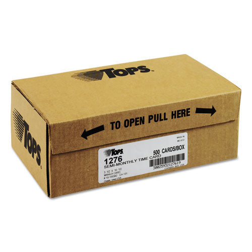 Image of TOPS Time Clock Cards, Replacement For 10-100382/1950-9631, Two Sides, 3.5 X 10.5, 500/box
