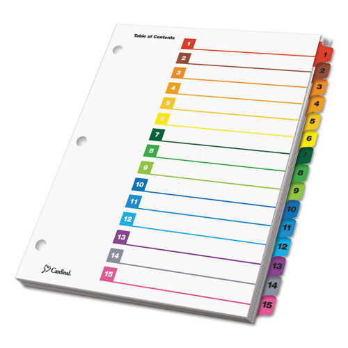 Image of Cardinal® OneStep Printable Table of Contents and Dividers, 15-Tab, 1 to 15, 11 x 8.5, White, Assorted Tabs, 1 Set