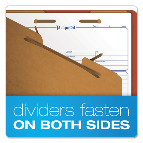 Image of Pendaflex® Six-Section Pressboard Classification Folders, 2" Expansion, 2 Dividers, 6 Fasteners, Legal Size, Red Exterior, 10/Box