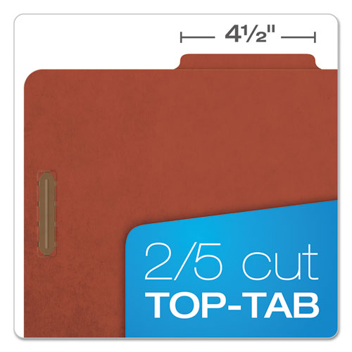 Image of Pendaflex® Six-Section Pressboard Classification Folders, 2" Expansion, 2 Dividers, 6 Fasteners, Legal Size, Red Exterior, 10/Box