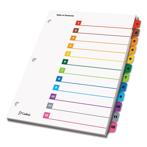 Image of Cardinal® OneStep Printable Table of Contents and Dividers, 12-Tab, 1 to 12, 11 x 8.5, White, Assorted Tabs, 1 Set