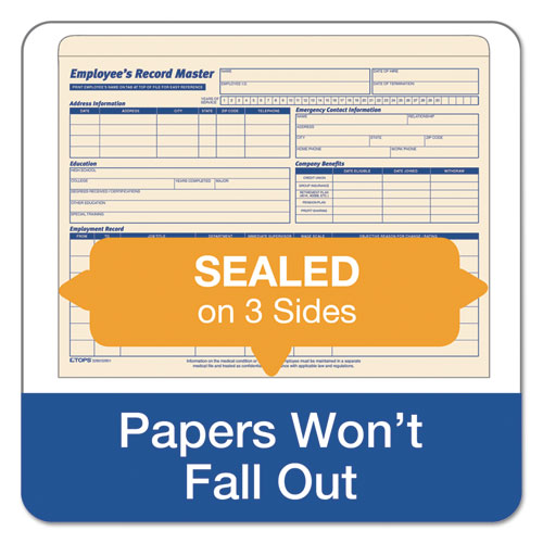 Image of TOPS Employee Record Master File Jacket, Straight Tab, Letter Size, Manila, 20/pack