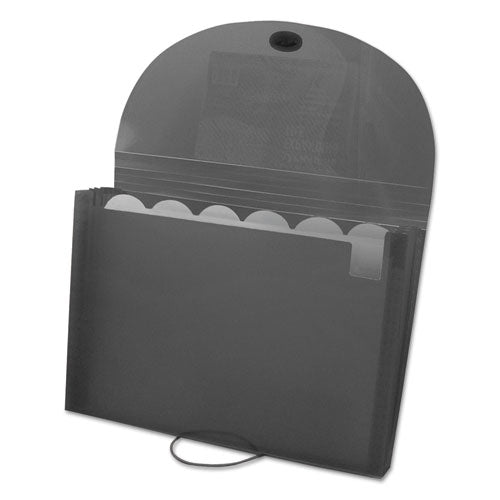 Image of C-Line® Expanding Files, 1.63" Expansion, 7 Sections, Cord/Hook Closure, 1/6-Cut Tabs, Letter Size, Smoke