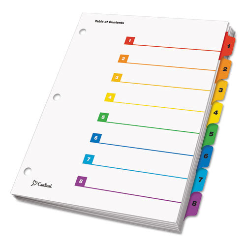 Image of Cardinal® OneStep Printable Table of Contents and Dividers, 8-Tab, 1 to 8, 11 x 8.5, White, Assorted Tabs, 1 Set