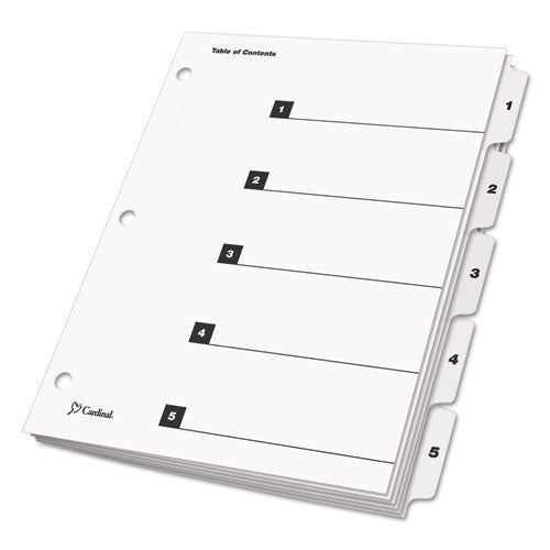 Image of Cardinal® OneStep Printable Table of Contents and Dividers, 5-Tab, 1 to 5, 11 x 8.5, White, White Tabs, 1 Set