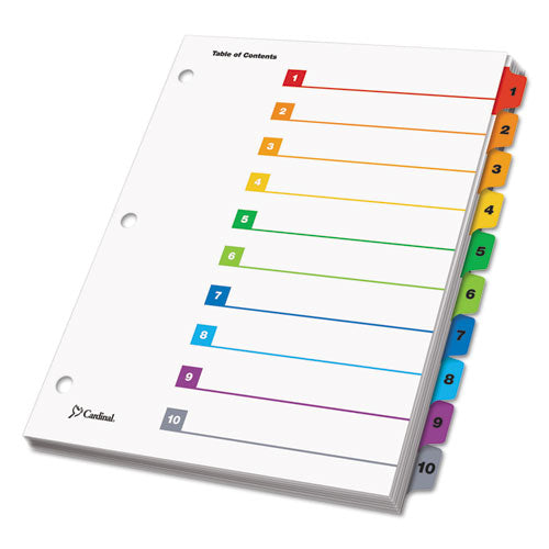 Image of Cardinal® OneStep Printable Table of Contents and Dividers, 10-Tab, 1 to 10, 11 x 8.5, White, Assorted Tabs, 1 Set