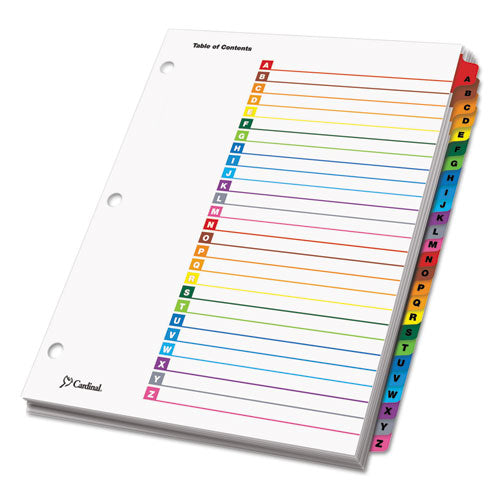 Image of Cardinal® OneStep Printable Table of Contents and Dividers, 26-Tab, A to Z, 11 x 8.5, White, Assorted Tabs, 1 Set