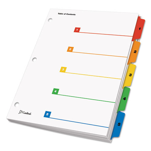 Image of Cardinal® OneStep Printable Table of Contents and Dividers, 5-Tab, 1 to 5, 11 x 8.5, White, Assorted Tabs, 1 Set