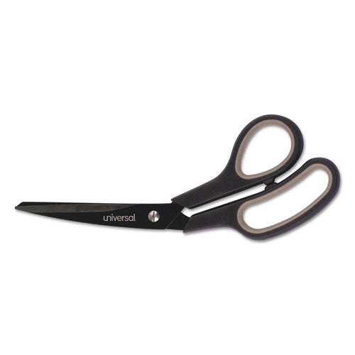 Image of Universal® Industrial Carbon Blade Scissors, 8" Long, 3.5" Cut Length, Crane-Style Black/Gray Handle