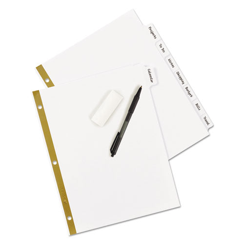 Image of Avery® Write and Erase Big Tab Paper Dividers, 8-Tab, 11 x 8.5, White, White Tabs, 1 Set