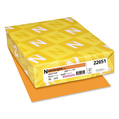 Image of Astrobrights® Color Paper, 24 lb Bond Weight, 8.5 x 11, Cosmic Orange, 500/Ream