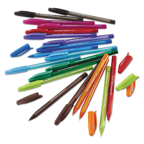 Image of Paper Mate® InkJoy 100 Ballpoint Pen, Stick, Medium 1 mm, Blue Ink, Translucent Blue Barrel, Dozen
