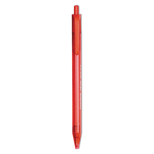 Image of Paper Mate® InkJoy 100 RT Ballpoint Pen, Retractable, Medium 1 mm, Red Ink, Translucent Red Barrel, Dozen