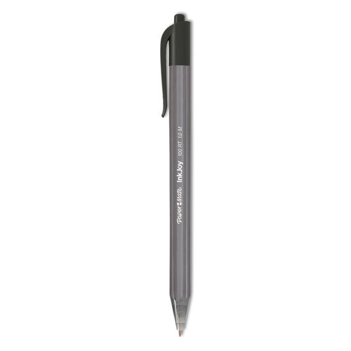Image of Paper Mate® InkJoy 100 RT Ballpoint Pen, Retractable, Medium 1 mm, Black Ink, Smoke/Black Barrel, Dozen