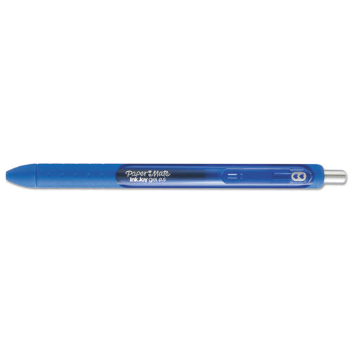 Image of Paper Mate® InkJoy Gel Pen, Retractable, Fine 0.5 mm, Blue Ink, Blue Barrel, Dozen