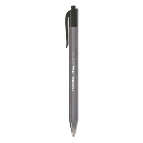 Image of Paper Mate® InkJoy 100 RT Ballpoint Pen, Retractable, Medium 1 mm, Black Ink, Smoke/Black Barrel, 20/Pack