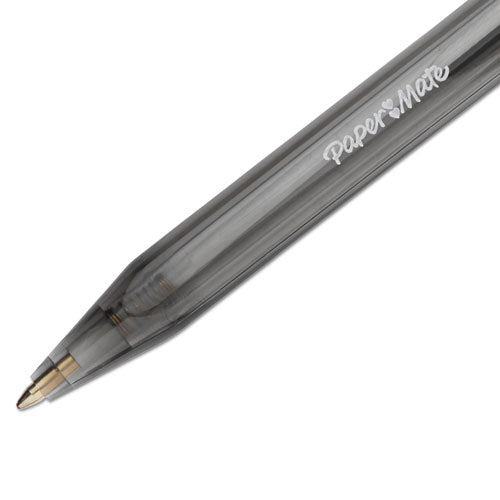 Image of Paper Mate® InkJoy 100 RT Ballpoint Pen, Retractable, Medium 1 mm, Black Ink, Smoke/Black Barrel, Dozen