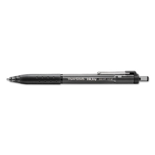 Image of Paper Mate® InkJoy 300 RT Ballpoint Pen, Retractable, Medium 1 mm, Black Ink, Black Barrel, 24/Pack