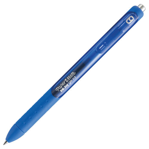 Image of Paper Mate® InkJoy Gel Pen, Retractable, Fine 0.5 mm, Blue Ink, Blue Barrel, Dozen