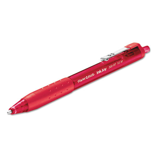 Image of Paper Mate® InkJoy 300 RT Ballpoint Pen, Retractable, Medium 1 mm, Red Ink, Red Barrel, Dozen