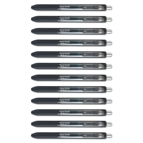 Image of Paper Mate® InkJoy Gel Pen, Retractable, Fine 0.5 mm, Black Ink, Black Barrel, Dozen